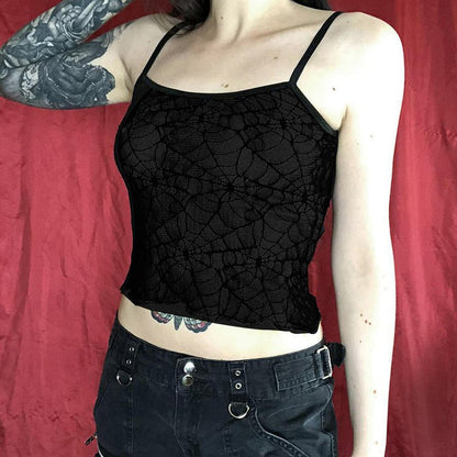 Sexy Sling Spider Element - The Nevermore Gothic Tank Top – Unique Gothic Fashion for Women by Nevermore Lifestyle & Tech | L Black