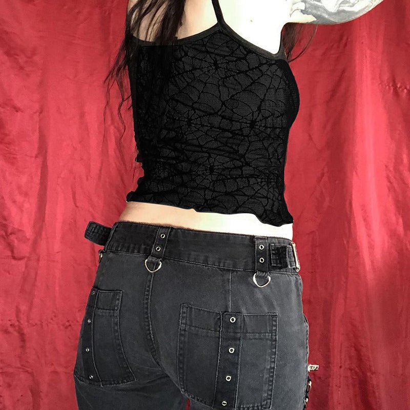 Sexy Sling Spider Element - The Nevermore Gothic Tank Top – Unique Gothic Fashion for Women by Nevermore Lifestyle & Tech | L Black