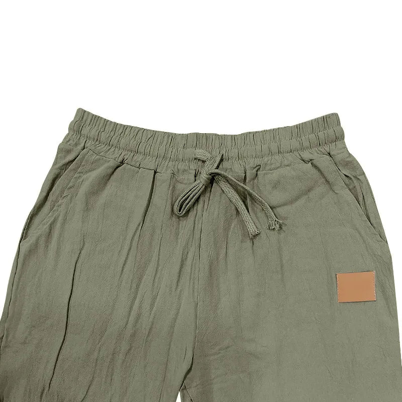 Shadow Drift – Linen Relaxed Trousers by The Nevermore – Unique Pants for Men by Nevermore Lifestyle & Tech | L White