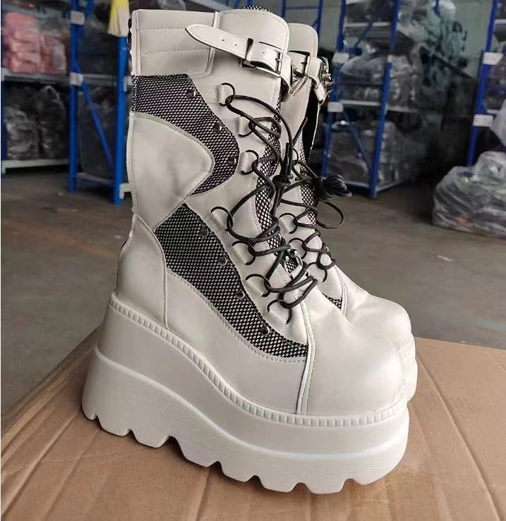 Shadowed Elegance - Women's Platform Boots by The Nevermore