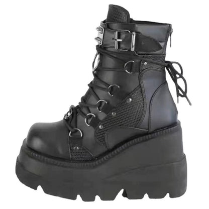 Shadowed Elegance - Women's Platform Boots by The Nevermore