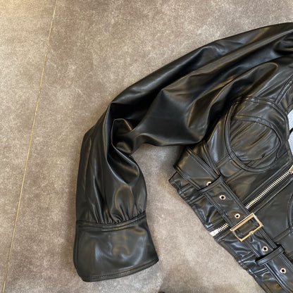 Shadowed Elegance - The Nevermore Vintage Top Leather Blouse for Women – Unique Gothic Fasfion by Nevermore Lifestyle & Tech | L Black