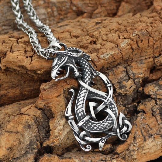 Shadowfire Dragon - The Nevermore Gothic Pendant Necklace Titanium Steel