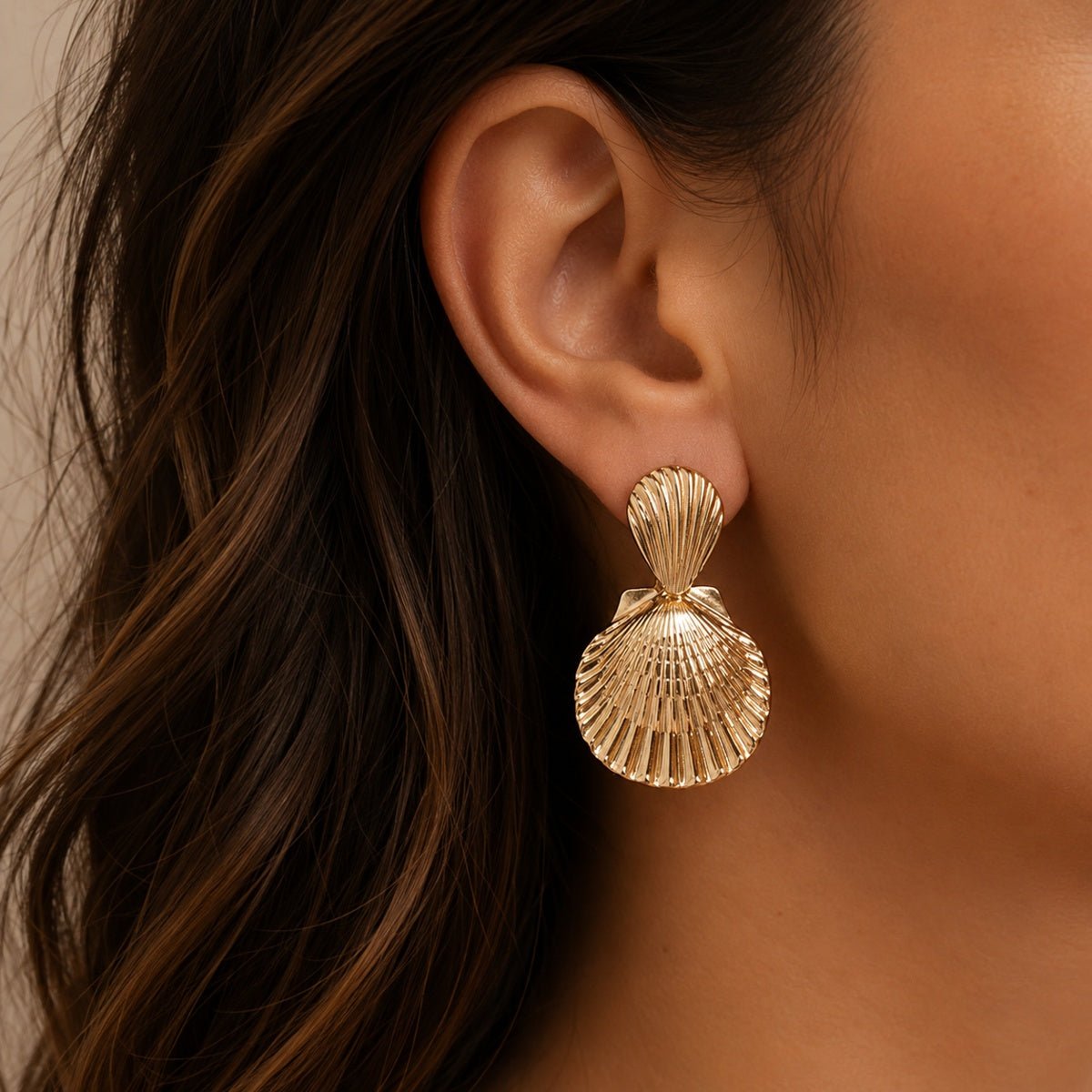 Shell Earrings - Golden Tide by The Nevermore – Unique Earrings by The Nevermore |