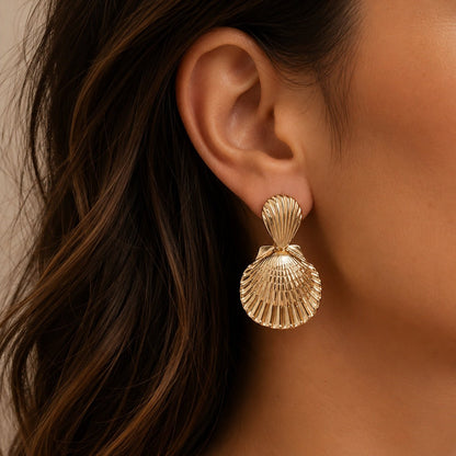 Shell Earrings - Golden Tide by The Nevermore – Unique Earrings by The Nevermore |