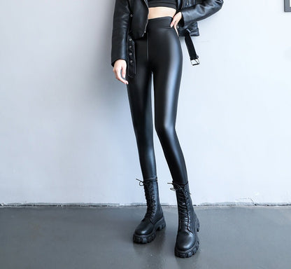 Shiny or Mat Leather pants - The Nevermore Bottoms Leggings for Woman – Unique Gothic Fashion for Women by Nevermore Lifestyle & Tech | 2XL Space leather mediumthick