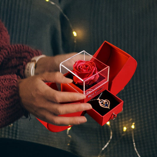 Sienna Lawson – Jewelry Box Necklace Set by The Nevermore – Unique Jewelry by Nevermore Lifestyle & Tech | Double Heart Gold Necklace