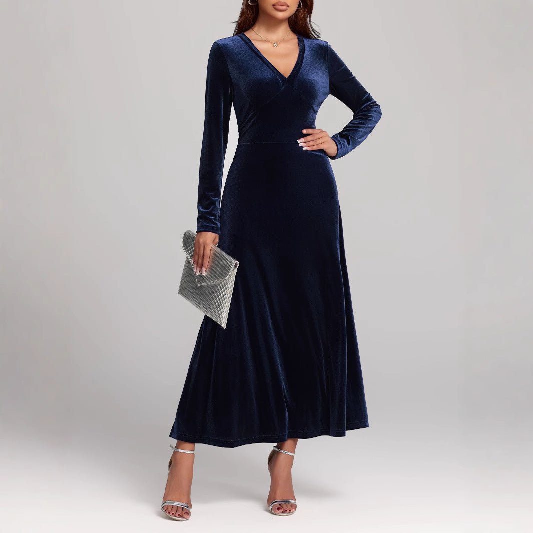 Silver Coast – Velvet Evening Dress by The Nevermore – Unique Dresses by Nevermore Lifestyle & Tech | L 8735 Blue