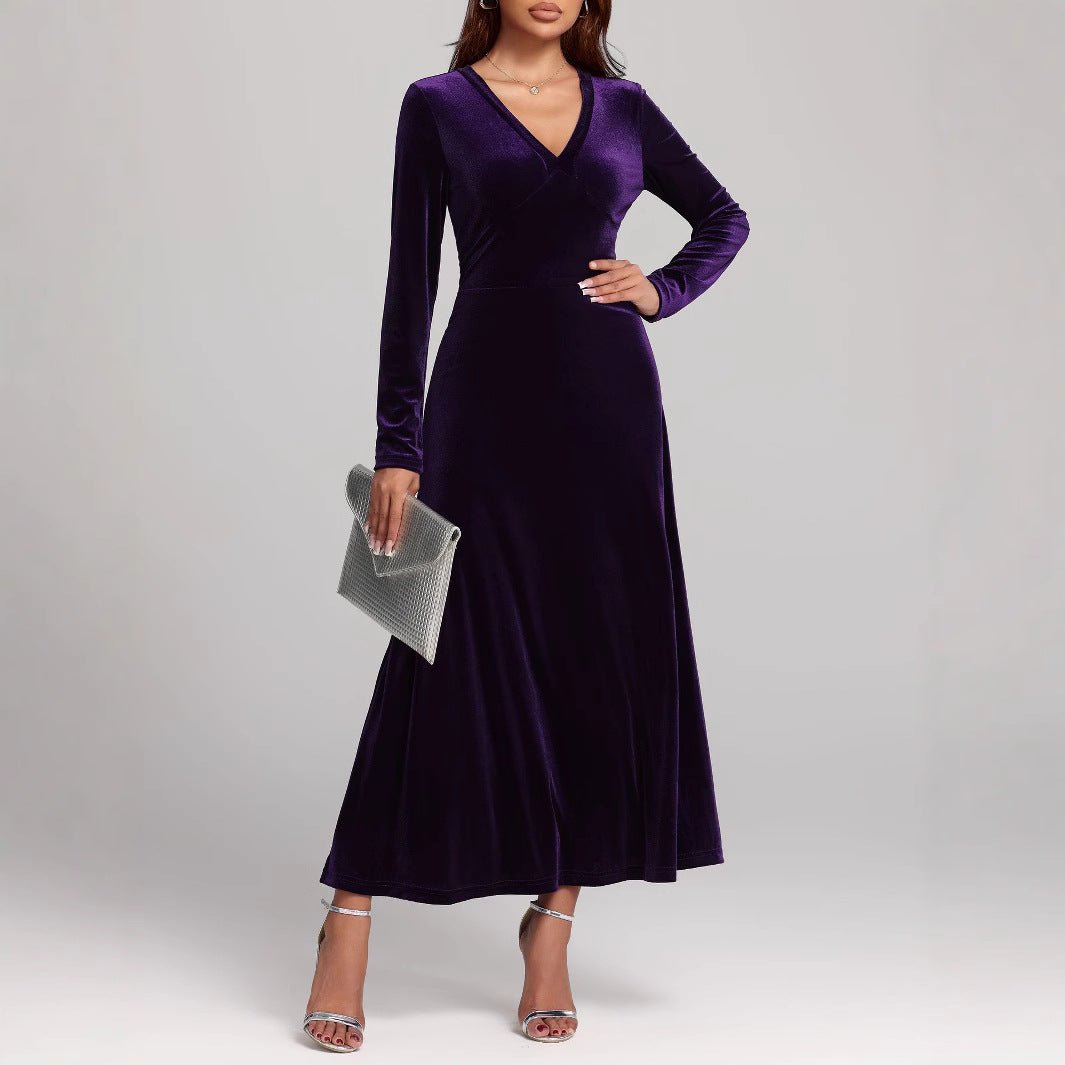 Silver Coast – Velvet Evening Dress by The Nevermore – Unique Dresses by Nevermore Lifestyle & Tech | L 8735 Violet Color