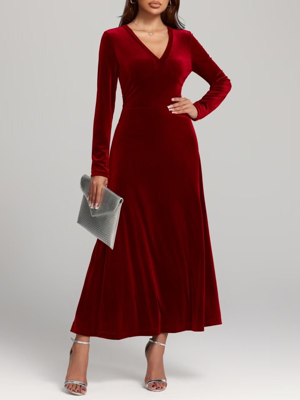 Silver Coast – Velvet Evening Dress by The Nevermore – Unique Dresses by Nevermore Lifestyle & Tech | L 8735 Wine Red