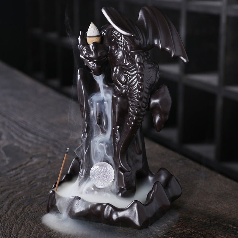Silvio Rockefeller - The Nevermore Gothic Home Decor Dragon Gifts Ceramic Smoke Backflow Incense Burner LED Lights Backflow – Unique Home Decor by Nevermore Lifestyle & Tech | ordinary Black
