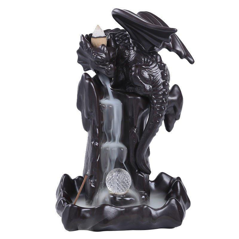 Silvio Rockefeller - The Nevermore Gothic Home Decor Dragon Gifts Ceramic Smoke Backflow Incense Burner LED Lights Backflow – Unique Home Decor by Nevermore Lifestyle & Tech | With led light Black