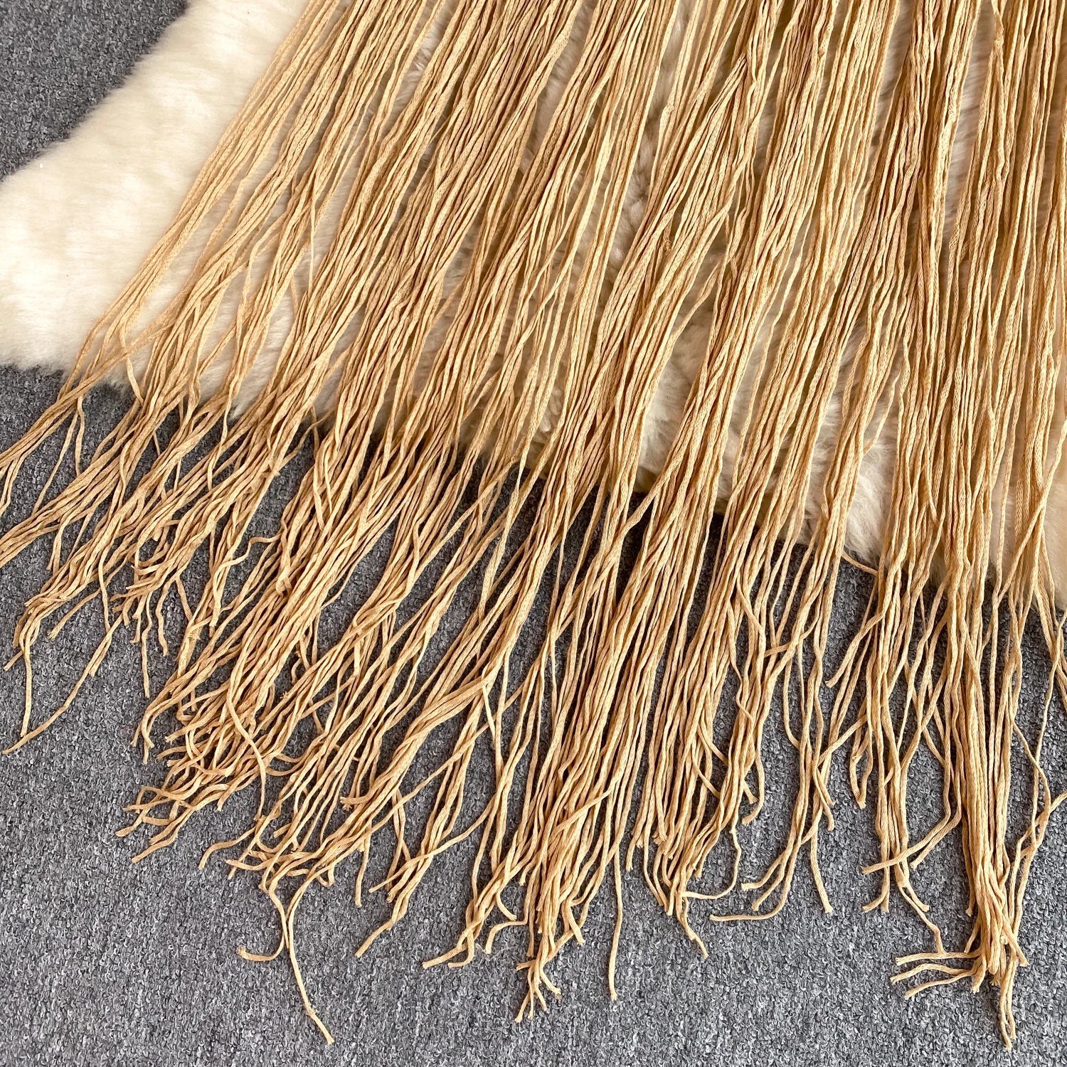 Singreiny – Bohemian Tassel Knit Camisole by The Nevermore – Unique Boho Cover - Ups by Nevermore Lifestyle & Tech | One Size beige