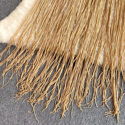 Singreiny – Bohemian Tassel Knit Camisole by The Nevermore – Unique Boho Cover - Ups by Nevermore Lifestyle & Tech | One Size beige