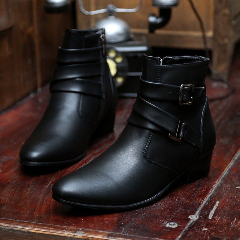 Siren Luxe Pointed Belt Buckle Boots - by The Nevermore – Unique Boots for Women by Nevermore Lifestyle & Tech | 39 Black