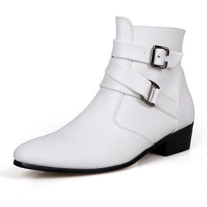 Siren Luxe Pointed Belt Buckle Boots - by The Nevermore – Unique Boots for Women by Nevermore Lifestyle & Tech | 39 White