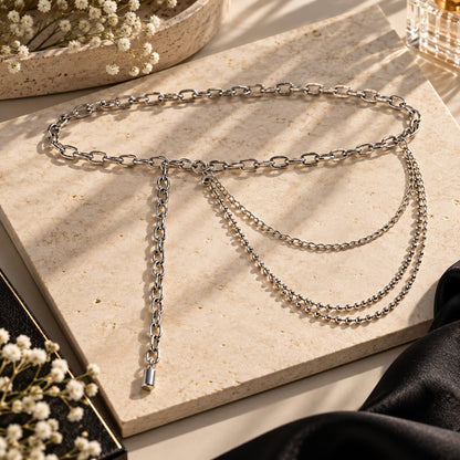 Siren’s Sparkle – Women’s Chain Belt by The Nevermore – Unique Belts by The Nevermore | Silver