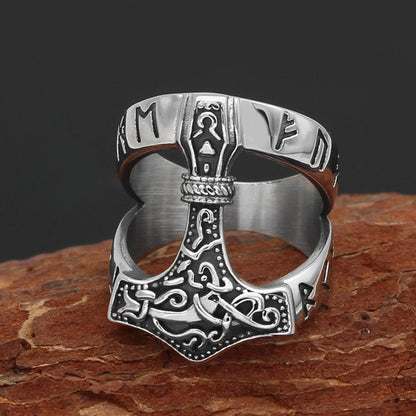 Sixten Thor's Hammer - The Nevermore Gothic Norse Ring Titanium Steel – Unique Gothic Jewelry by Nevermore Lifestyle & Tech | Number13 Silver