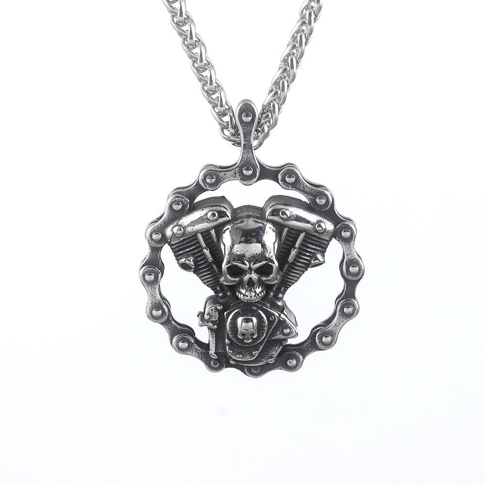Skull Biker Breeze Gothic Pendant Necklace by The Nevermore