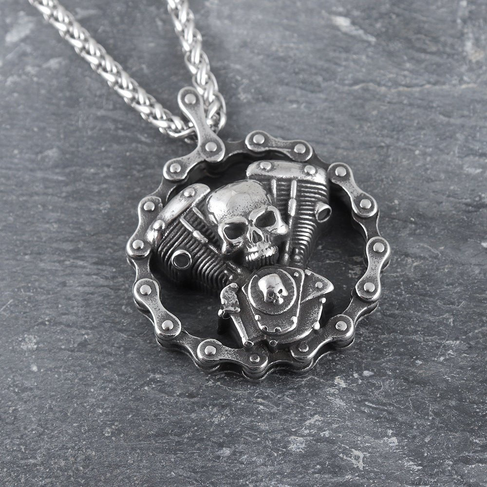 Skull Biker Breeze Gothic Pendant Necklace by The Nevermore