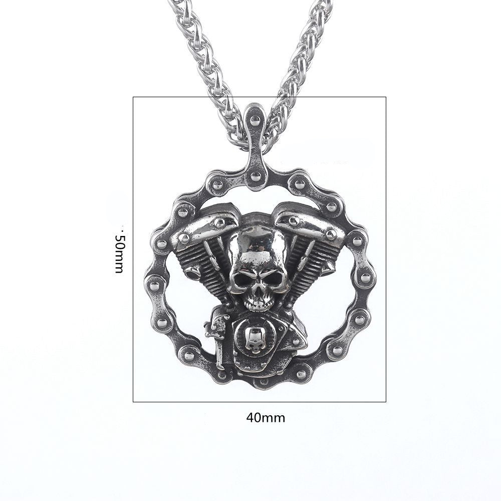 Skull Biker Breeze Gothic Pendant Necklace by The Nevermore