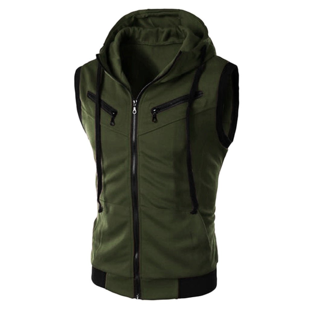 Sleeveless Hooded Vest - The Nevermore Vests for Man – Unique Vest by Nevermore Lifestyle & Tech | 2XL Army Green