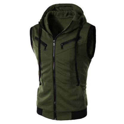 Sleeveless Hooded Vest - The Nevermore Vests for Man – Unique Vest by Nevermore Lifestyle & Tech | 2XL Army Green