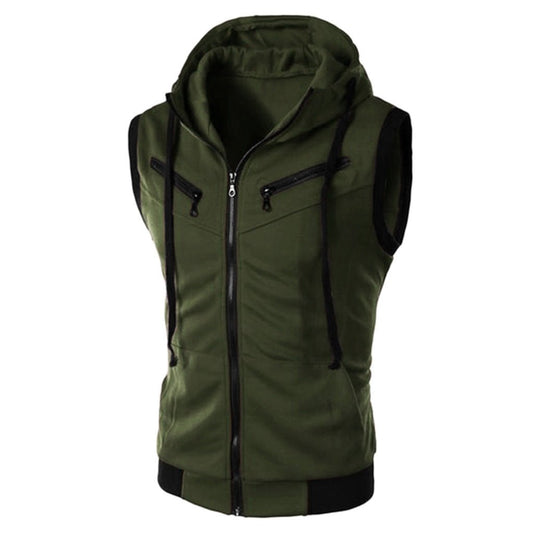Sleeveless Hooded Vest - The Nevermore Vests for Man – Unique Vest by Nevermore Lifestyle & Tech | 2XL Army Green