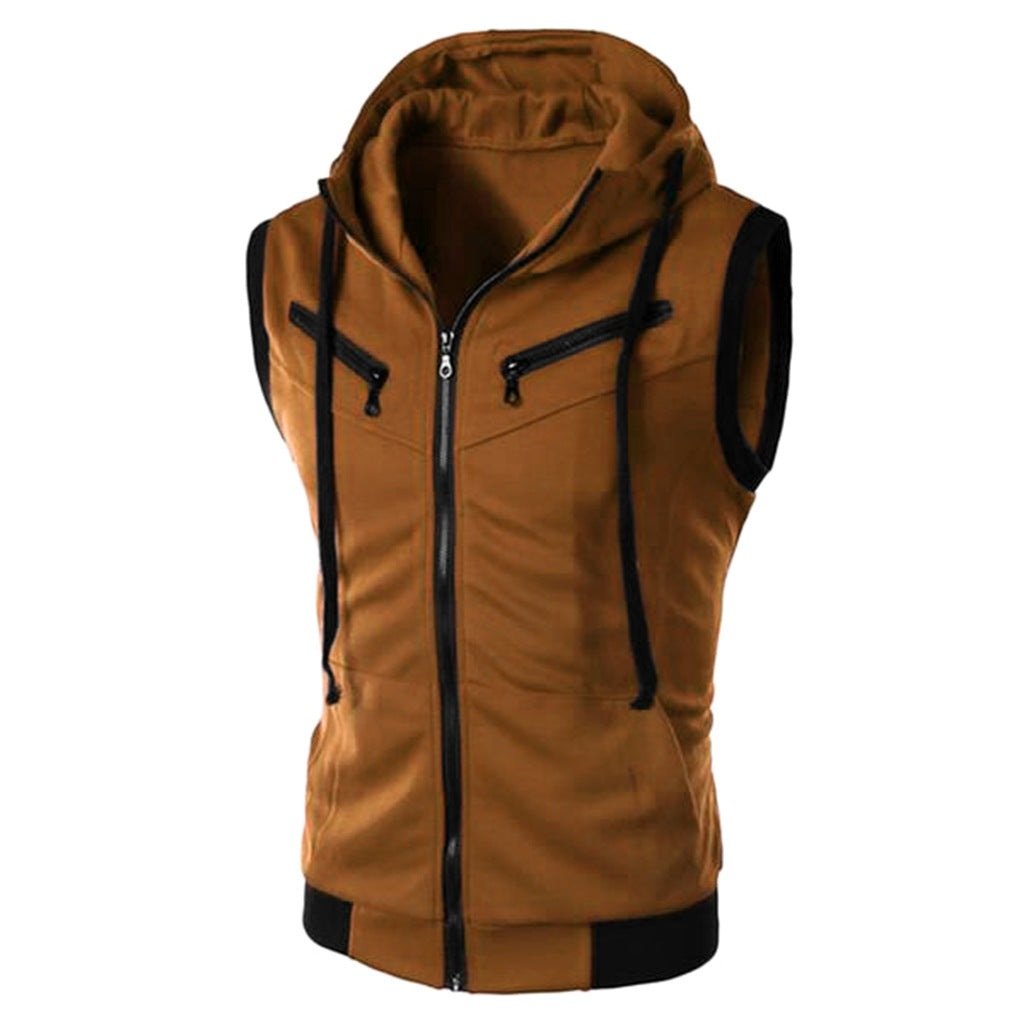 Sleeveless Hooded Vest - The Nevermore Vests for Man – Unique Vest by Nevermore Lifestyle & Tech | 2XL Brown