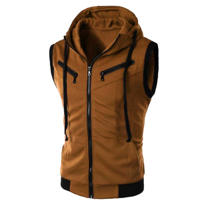 Sleeveless Hooded Vest - The Nevermore Vests for Man – Unique Vest by Nevermore Lifestyle & Tech | 2XL Brown