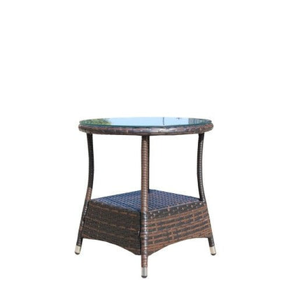 Outdoor Patio Furniture 1 Round Coffee Table With Clear Tempered Glass