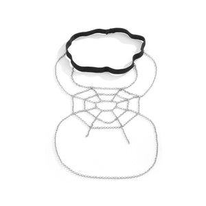 Spider gothic body chain – silver