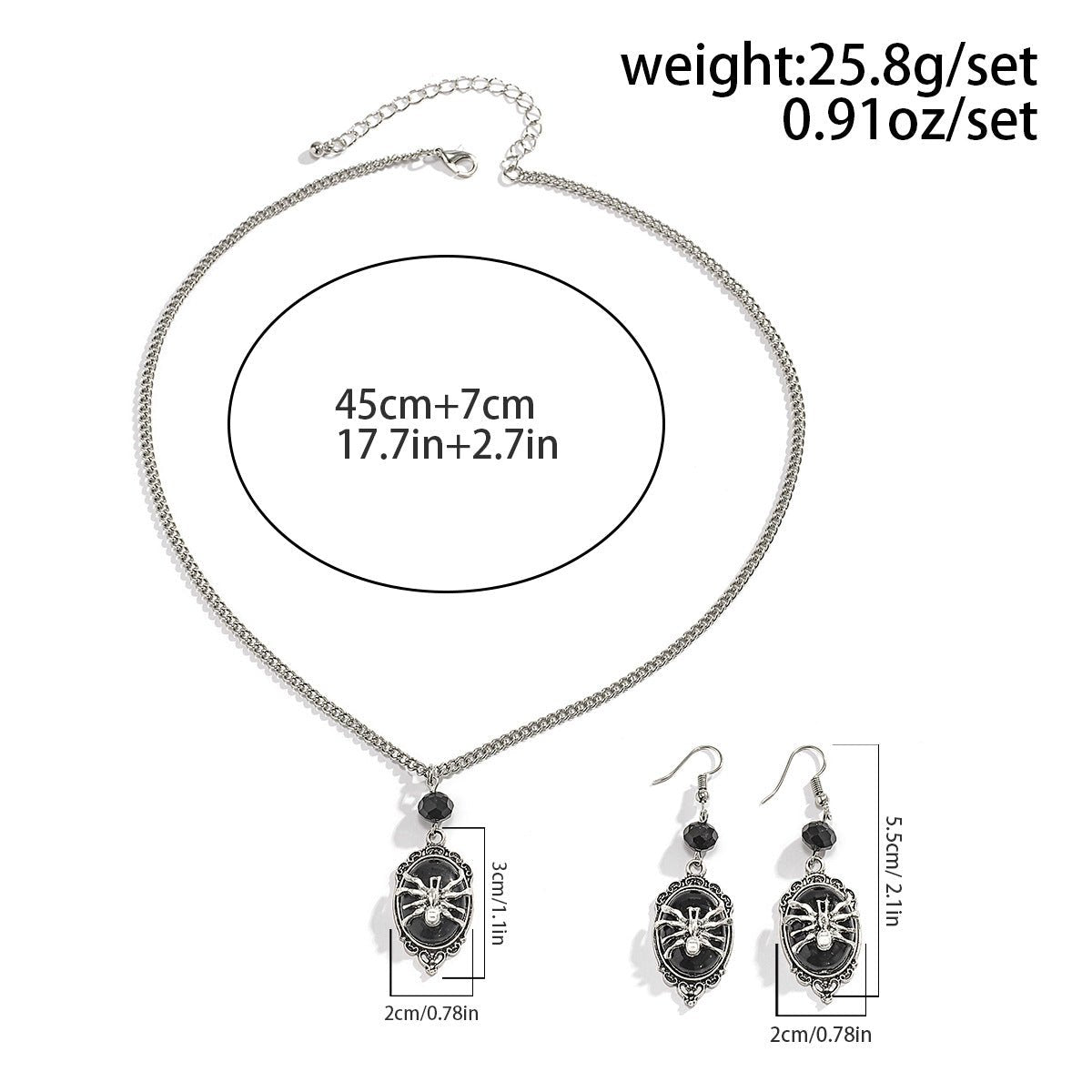 Spider Elegance - Gothic Pendant & Earrings by The Nevermore – Unique Gothic Jewellery by Nevermore Lifestyle & Tech | White K Suit