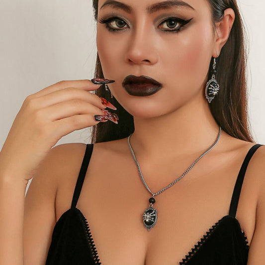 Spider Elegance - Gothic Pendant & Earrings by The Nevermore – Unique Gothic Jewellery by Nevermore Lifestyle & Tech | White K Suit