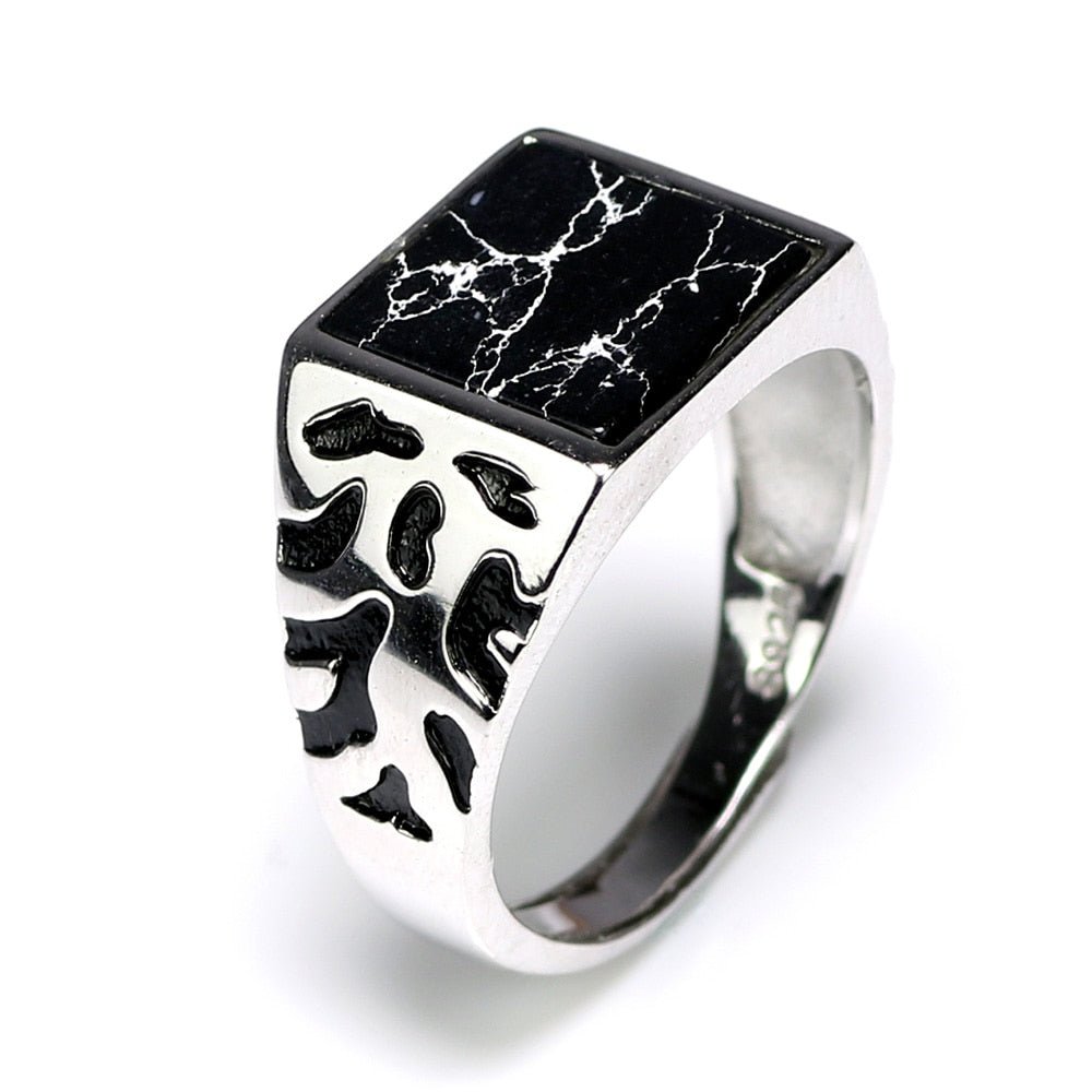Square Black Stone Vintage - The Nevermore Ring 925 Sterling Silver – Unique Rings by Nevermore Lifestyle & Tech | Black