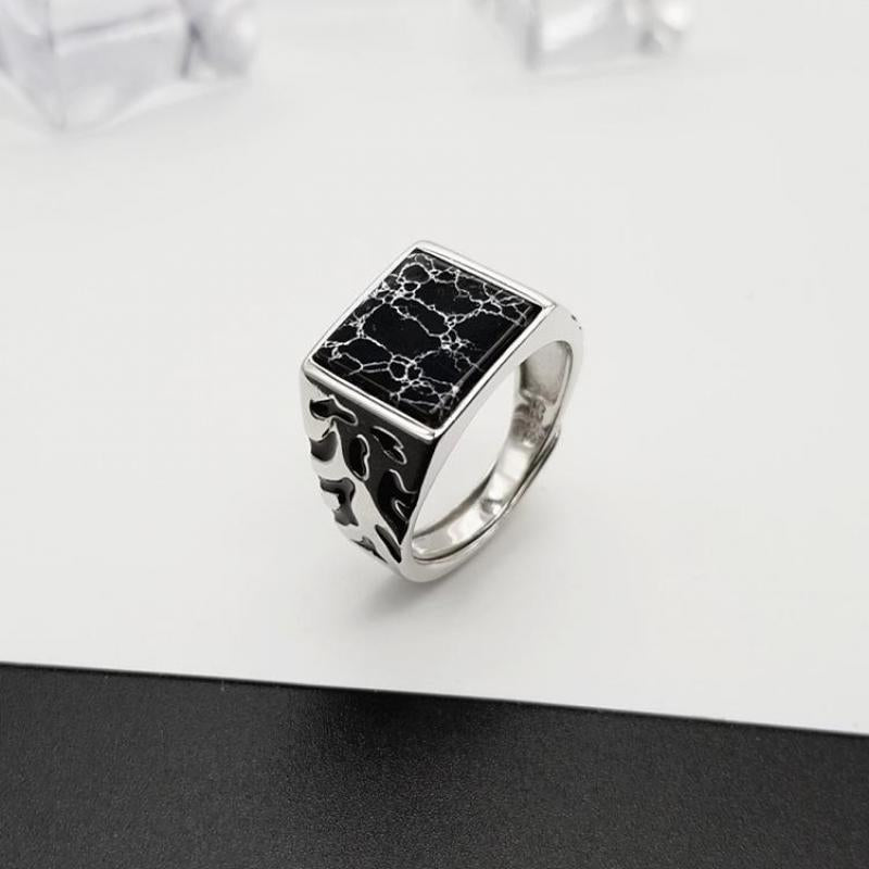 Square Black Stone Vintage - The Nevermore Ring 925 Sterling Silver – Unique Rings by Nevermore Lifestyle & Tech | Black