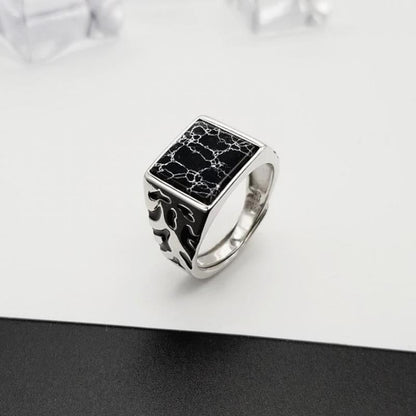 Square Black Stone Vintage - The Nevermore Ring 925 Sterling Silver – Unique Rings by Nevermore Lifestyle & Tech | Black