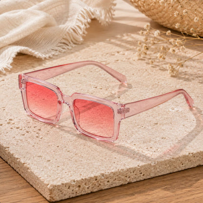 Square Sunglasses Noir Edge by The Nevermore – Unique Sunglasses by The Nevermore | Transparent Powder / Pink Gradient