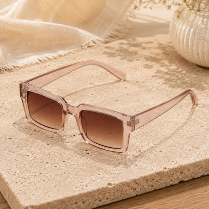 Square Sunglasses Noir Edge by The Nevermore – Unique Sunglasses by The Nevermore | Transparent Tea / Brown Gradient