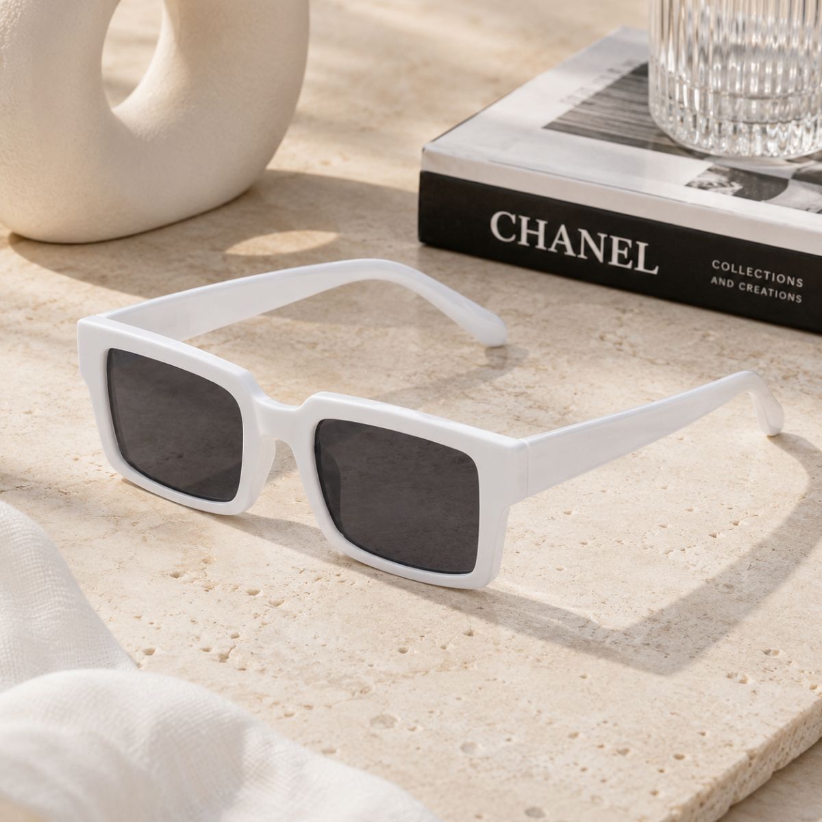 Square Sunglasses Noir Edge by The Nevermore – Unique Sunglasses by The Nevermore | White / Gray