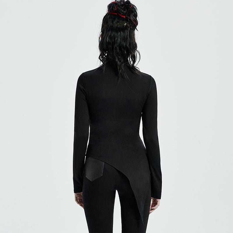 Stand Collar - The Nevermore Gothic Cyber Steampunk Blouses - T-Shirts for Women – Unique Gothic Fashion for Women by Nevermore Lifestyle & Tech | M to L Black