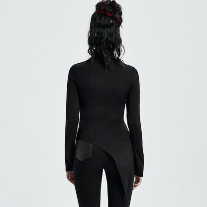 Stand Collar - The Nevermore Gothic Cyber Steampunk Blouses - T-Shirts for Women – Unique Gothic Fashion for Women by Nevermore Lifestyle & Tech | M to L Black