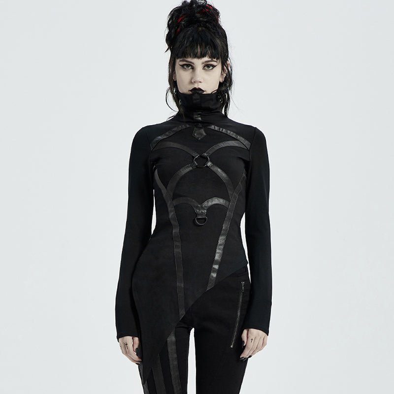 Stand Collar - The Nevermore Gothic Cyber Steampunk Blouses - T-Shirts for Women – Unique Gothic Fashion for Women by Nevermore Lifestyle & Tech | M to L Black