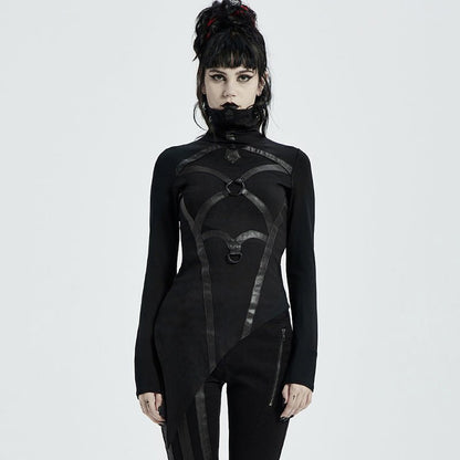 Stand Collar - The Nevermore Gothic Cyber Steampunk Blouses - T-Shirts for Women – Unique Gothic Fashion for Women by Nevermore Lifestyle & Tech | M to L Black