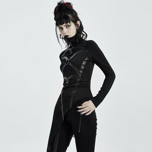 Stand Collar - The Nevermore Gothic Cyber Steampunk Blouses - T-Shirts for Women – Unique Gothic Fashion for Women by Nevermore Lifestyle & Tech | M to L Black