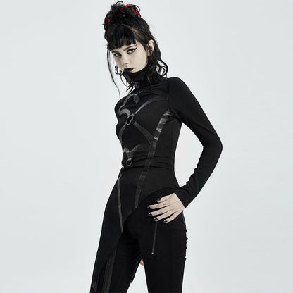 Stand Collar - The Nevermore Gothic Cyber Steampunk Blouses - T-Shirts for Women – Unique Gothic Fashion for Women by Nevermore Lifestyle & Tech | M to L Black