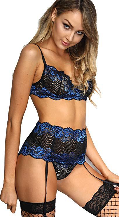 Starlight - The Nevermore Erotic Lingerie Three - point Abdominal Tightening Suspenders Underwear – Unique Women's Fashion by Nevermore Lifestyle & Tech | 2XL Blue