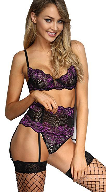 Starlight - The Nevermore Erotic Lingerie Three - point Abdominal Tightening Suspenders Underwear – Unique Women's Fashion by Nevermore Lifestyle & Tech | 2XL Purple