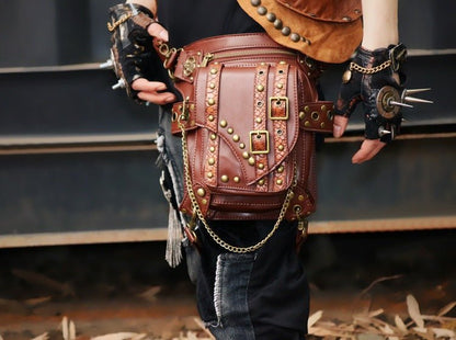 Steampunk Aviator Duffel - The Nevermore Steampunk chain bag – Unique Bags by Nevermore Lifestyle & Tech | Brown