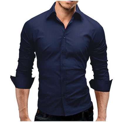 Steele Phoenix - The Nevermore Slim - fit Long - sleeved Shirt for Men – Unique Men's Fashion by Nevermore Lifestyle & Tech | 4XL Dark Blue